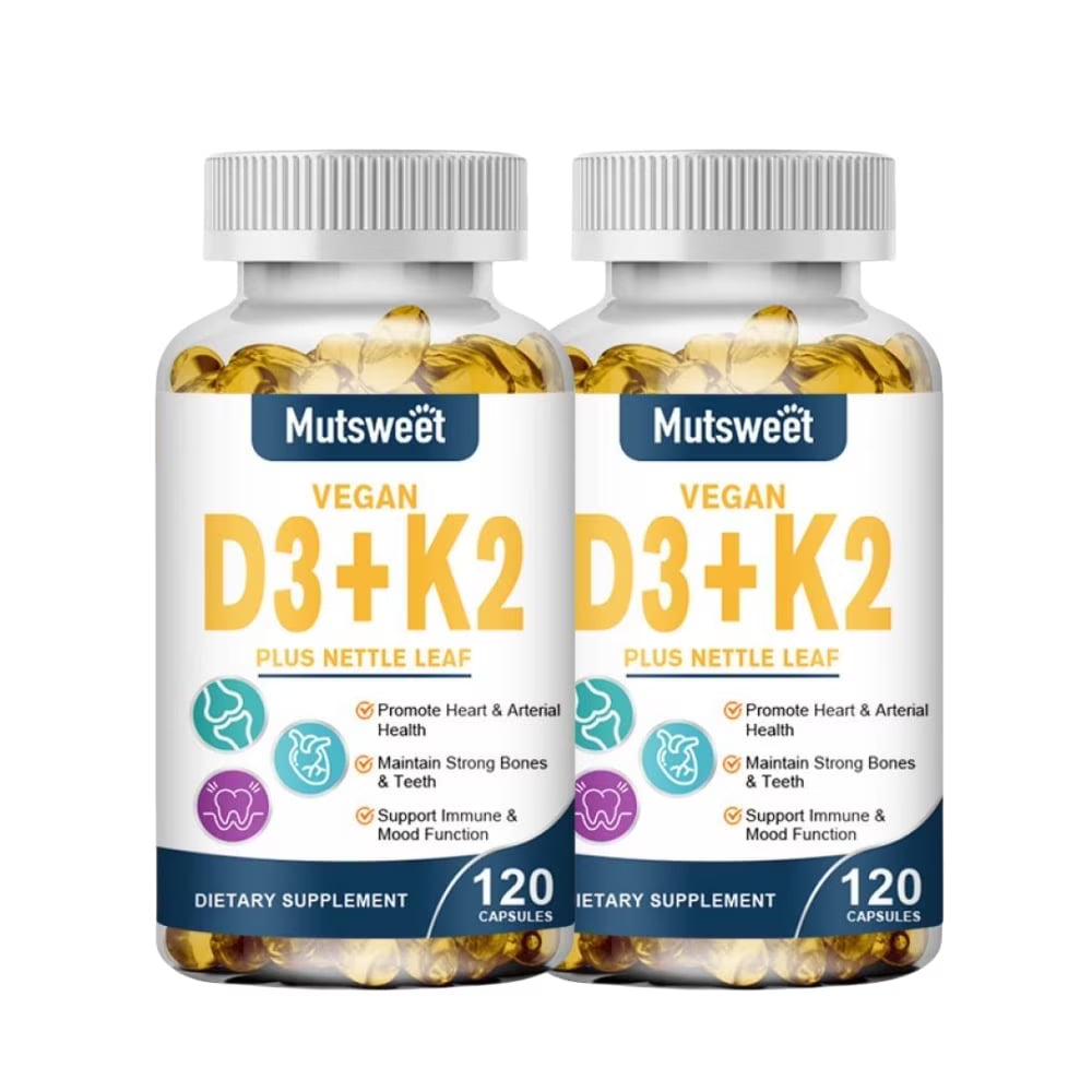 (2 Pack)Vitamin D3 + K2 Supplement - 5000 IU Vitamin D3 & 100 mcg Vitamin K2 MK-7, Dietary Supplement for Bone, Teeth, Muscle and Immune Health Support, 240 Softgels, Easy to Swallow