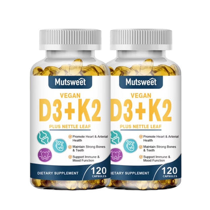 (2 Pack)Vitamin D3 + K2 Supplement - 5000 IU Vitamin D3 & 100 mcg Vitamin K2 MK-7, Dietary Supplement for Bone, Teeth, Muscle and Immune Health Support, 240 Softgels, Easy to Swallow