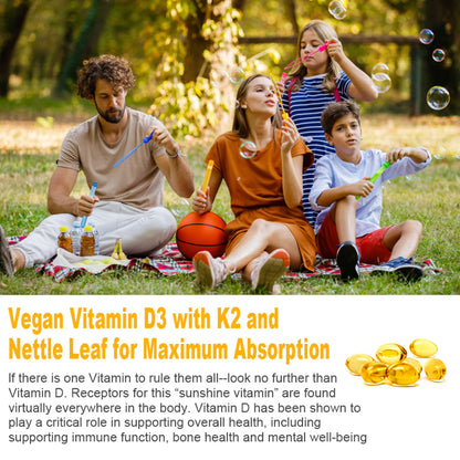 Mutsweet Vegan Vitamin D3 + K2 MK7 Supplement, 5000 IU, 120 Count