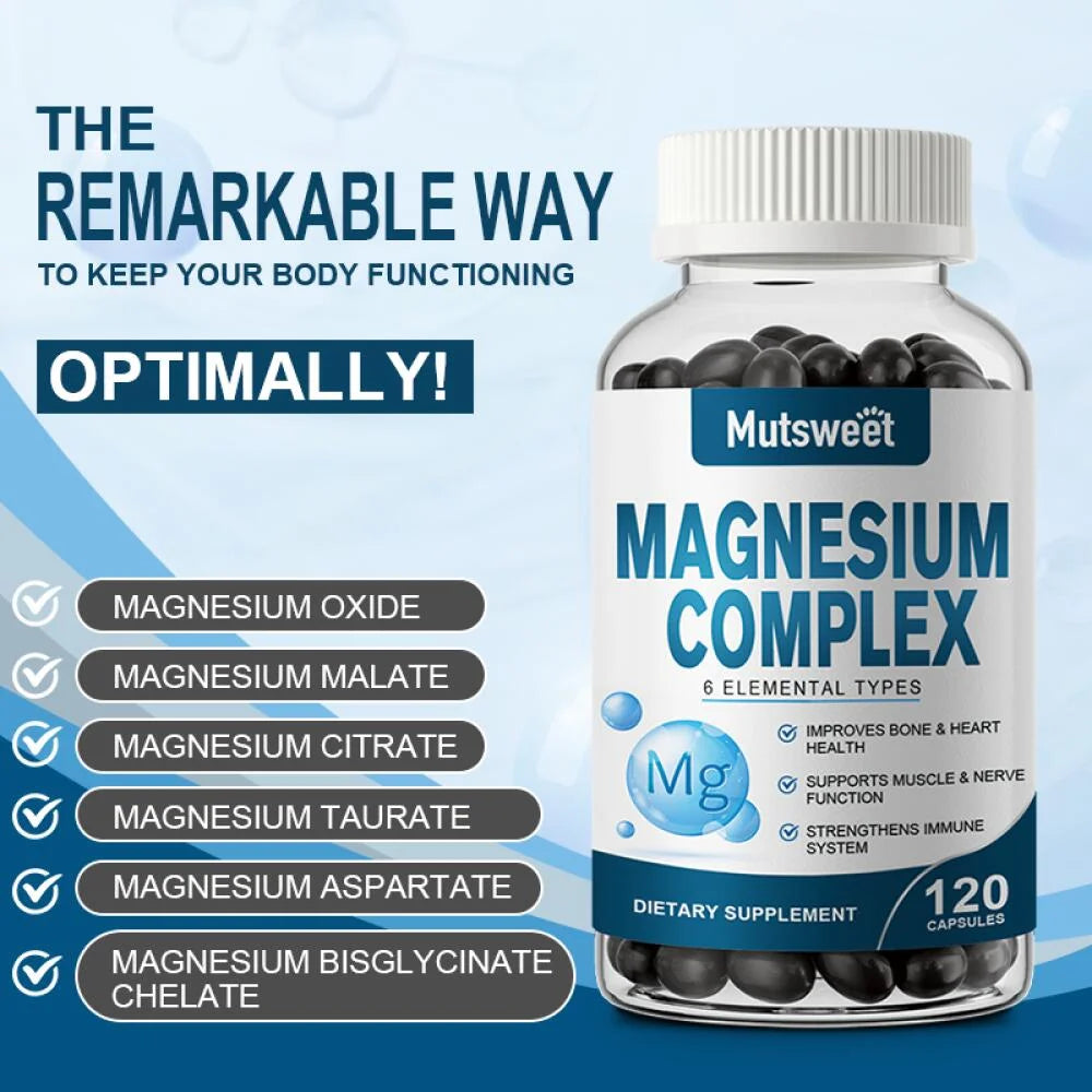 （2 PACK）Magnesium Complex 500mg - 240 Veggie Capsules - Magnesium Supplement for Sleep, Leg Cramps, Muscle, Heart - Max Absorption, Gluten-Free, Non-GMO