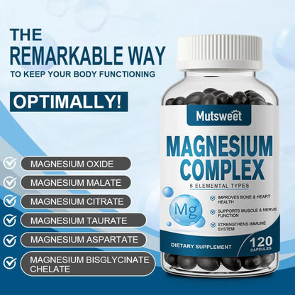 （2 PACK）Magnesium Complex 500mg - 240 Veggie Capsules - Magnesium Supplement for Sleep, Leg Cramps, Muscle, Heart - Max Absorption, Gluten-Free, Non-GMO