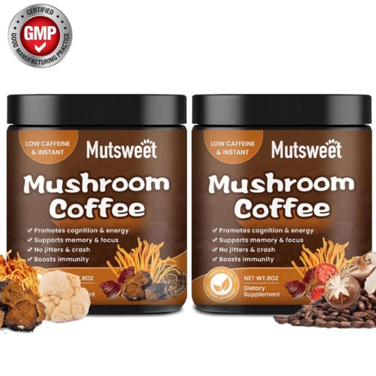 Coffee Powder, Mushroom Powder Blend with Lions Mane - Mushroom Supplement for Immune Support - 16 oz