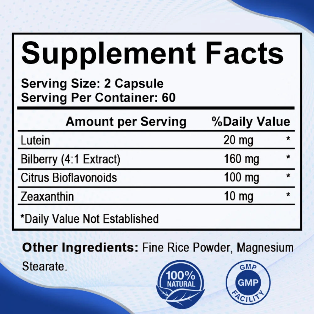 Mutsweet Eye Health & Vision Support Supplement - Lutein Eye Strain Support Vitamin Supplement 30 Capsules - 120 Capsules