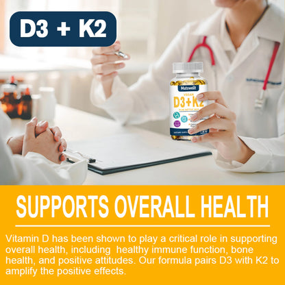 Mutsweet Vegan Vitamin D3 + K2 MK7 Supplement, 5000 IU, 120 Count